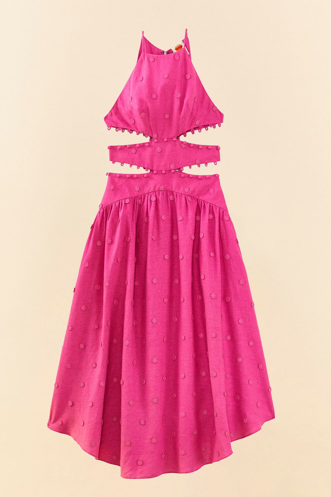 Pink 3D Flower Midi Dress