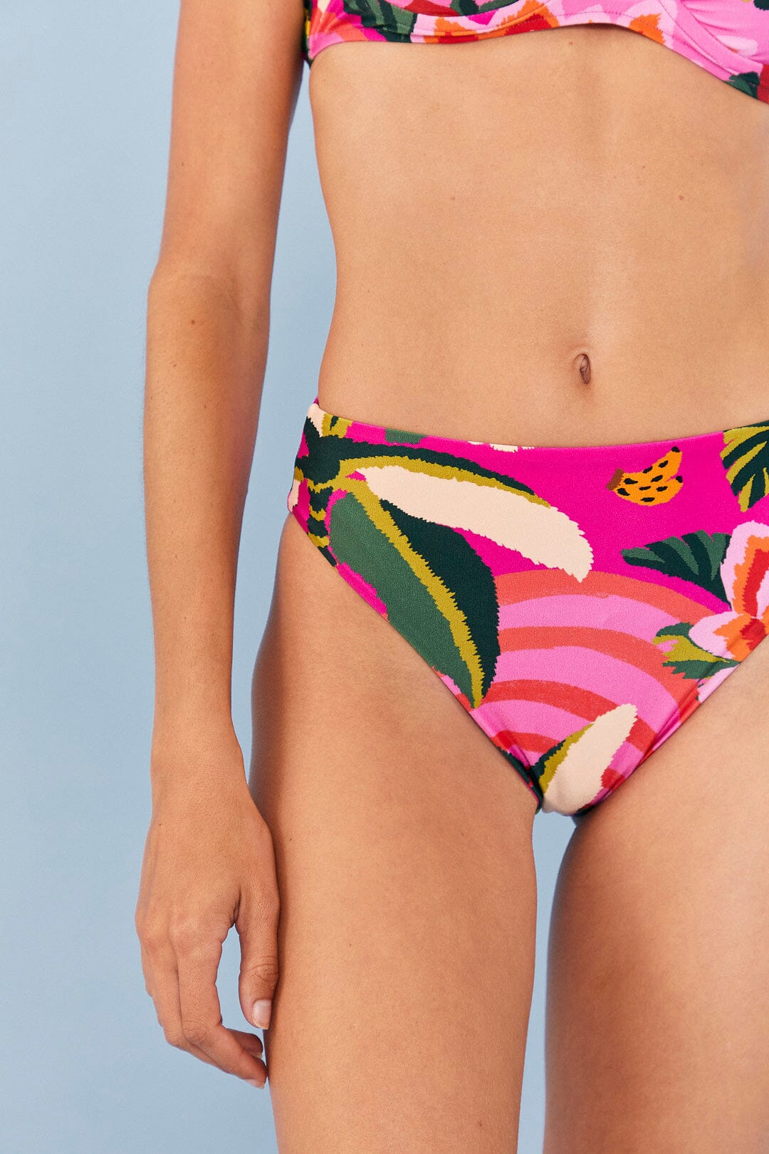 Pink Leopard Forest High Waisted Bikini Bottom