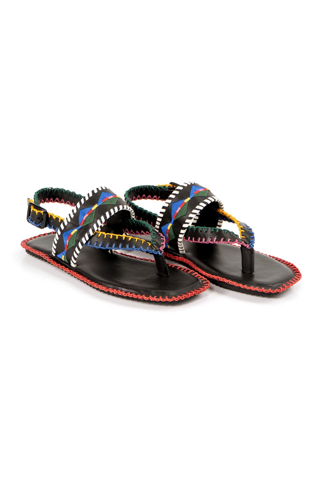 Colorful Embroidered Flat Sandal