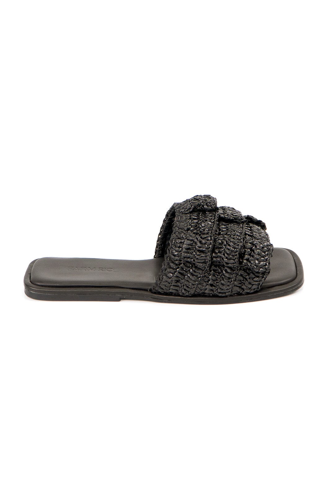 Black Crochet Ruffle Slide Sandal