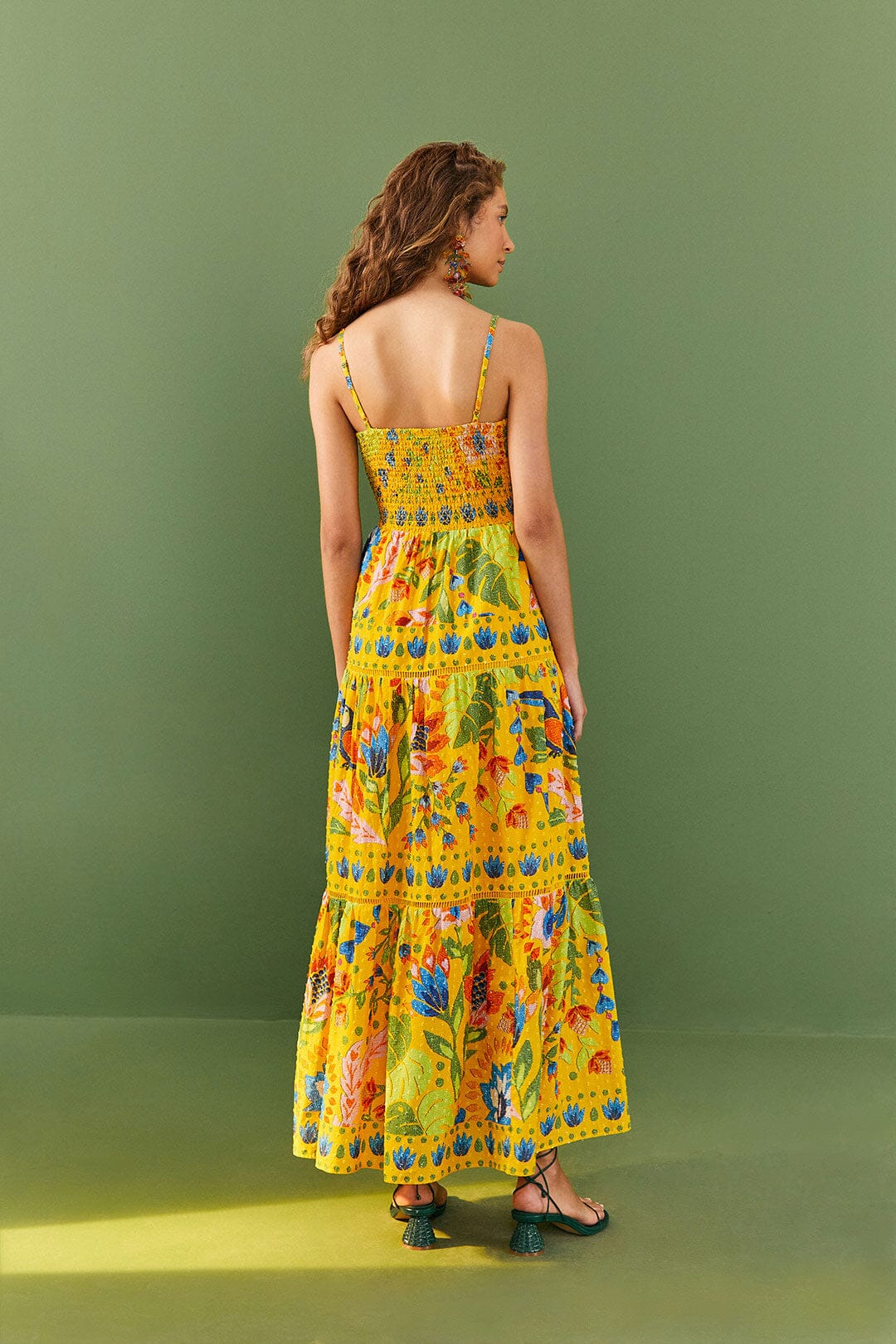 Yellow Summer Garden Sleeveless Maxi Dress