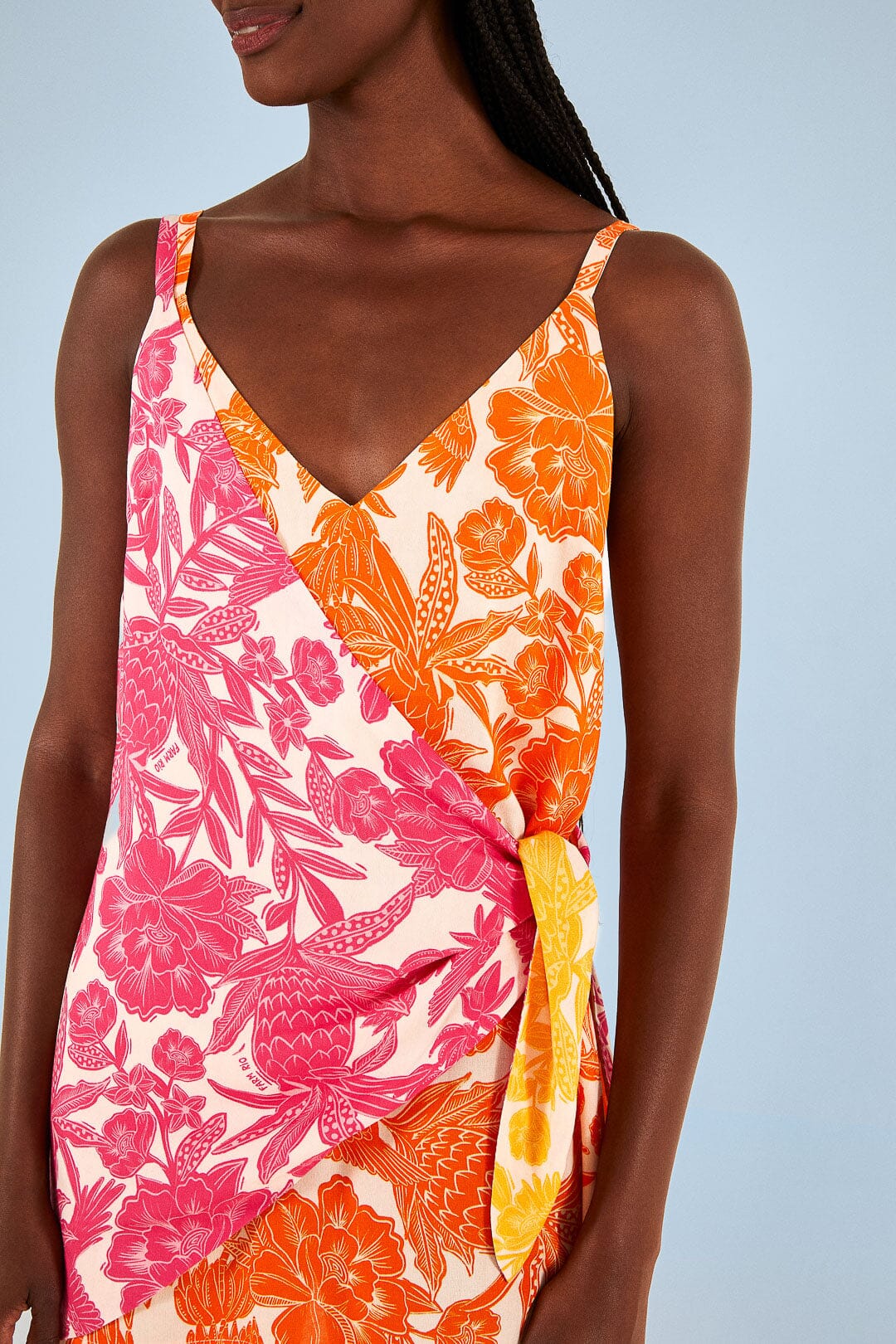 Pink Tropical Woodcut Cover Up