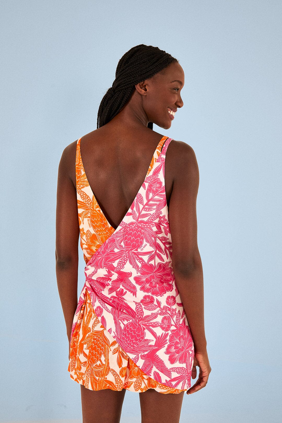 Pink Tropical Woodcut Cover Up