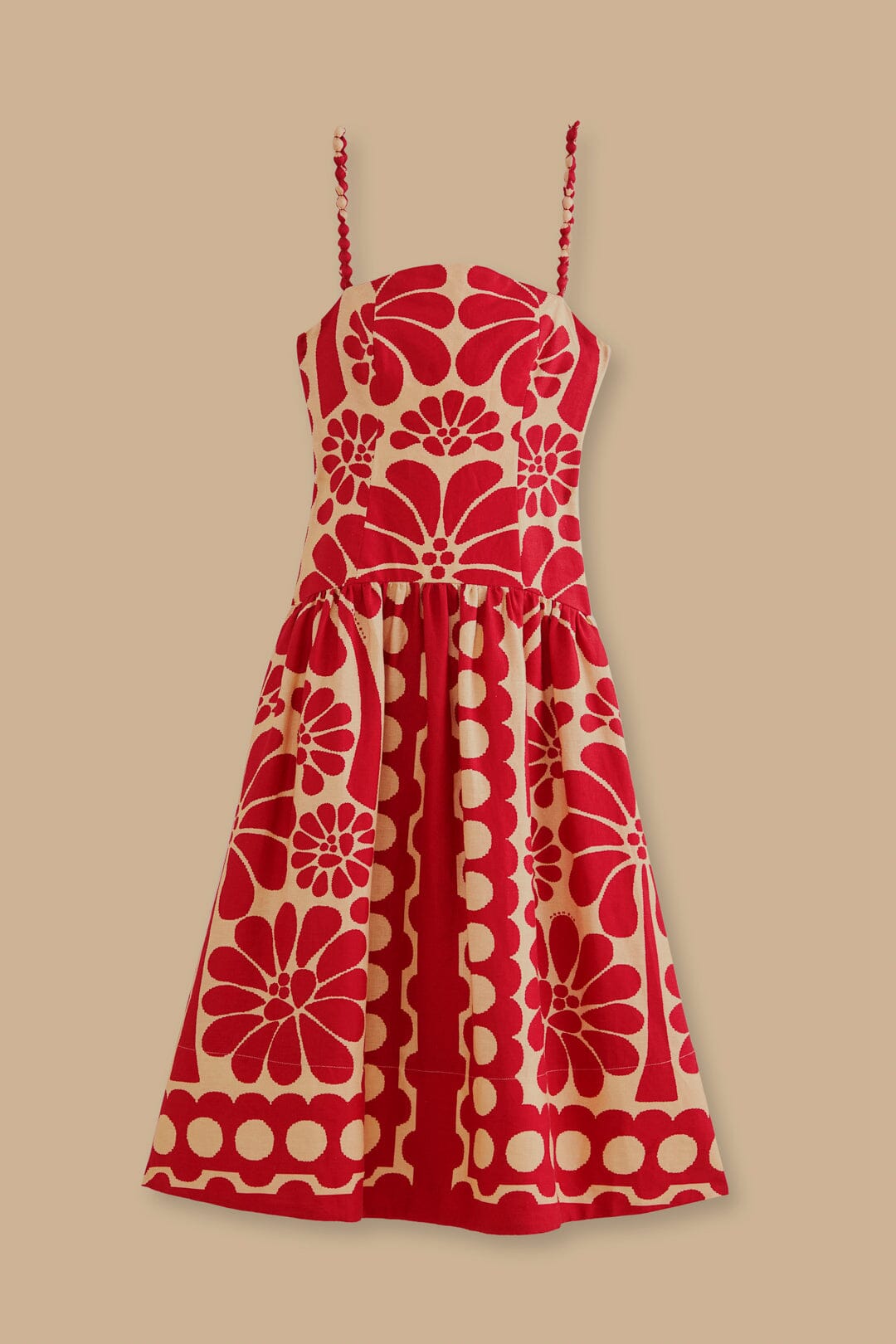 Red Palermo Sleeveless Midi Dress