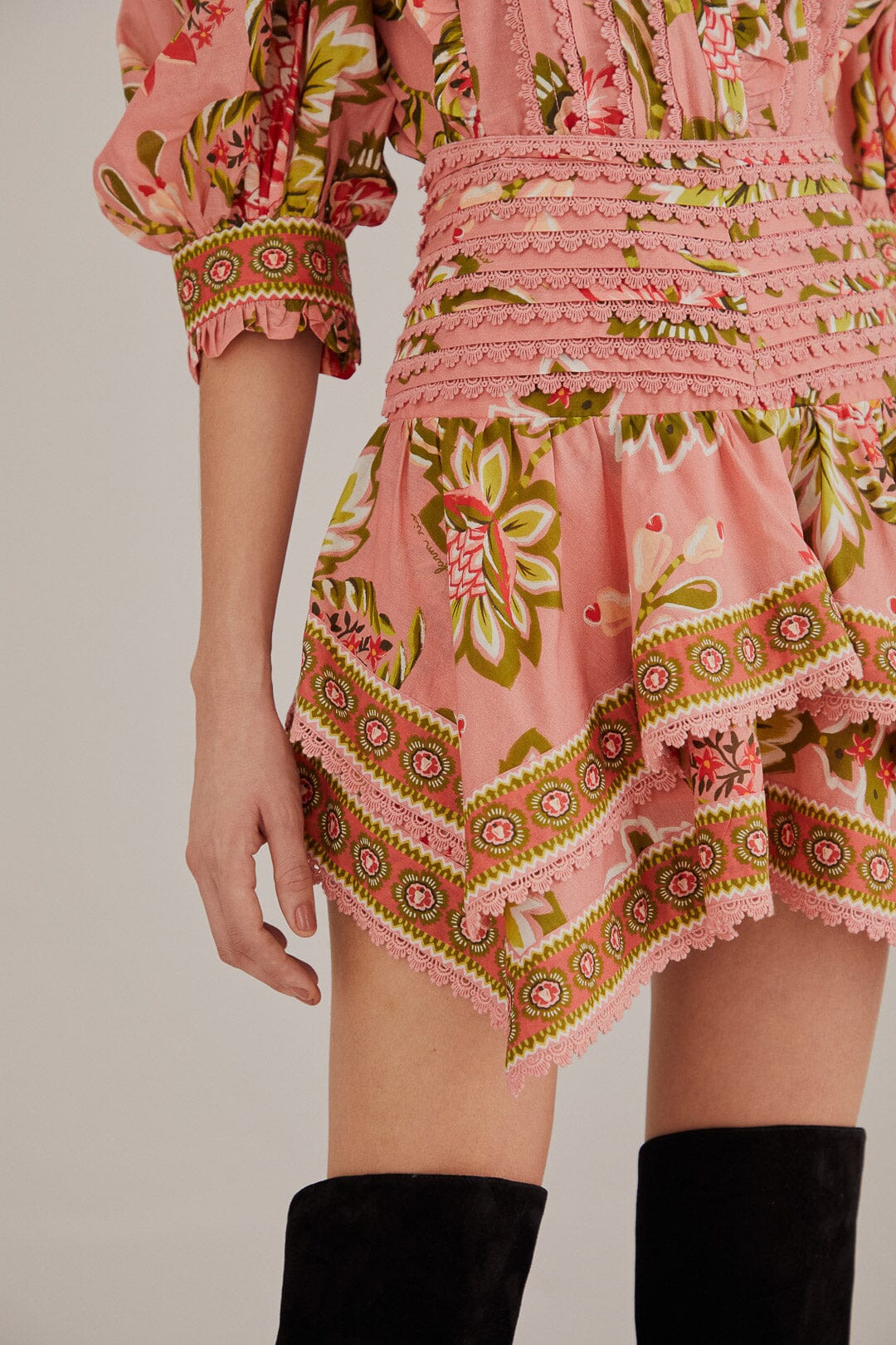 Soft Pink Aura Floral Mini Skirt