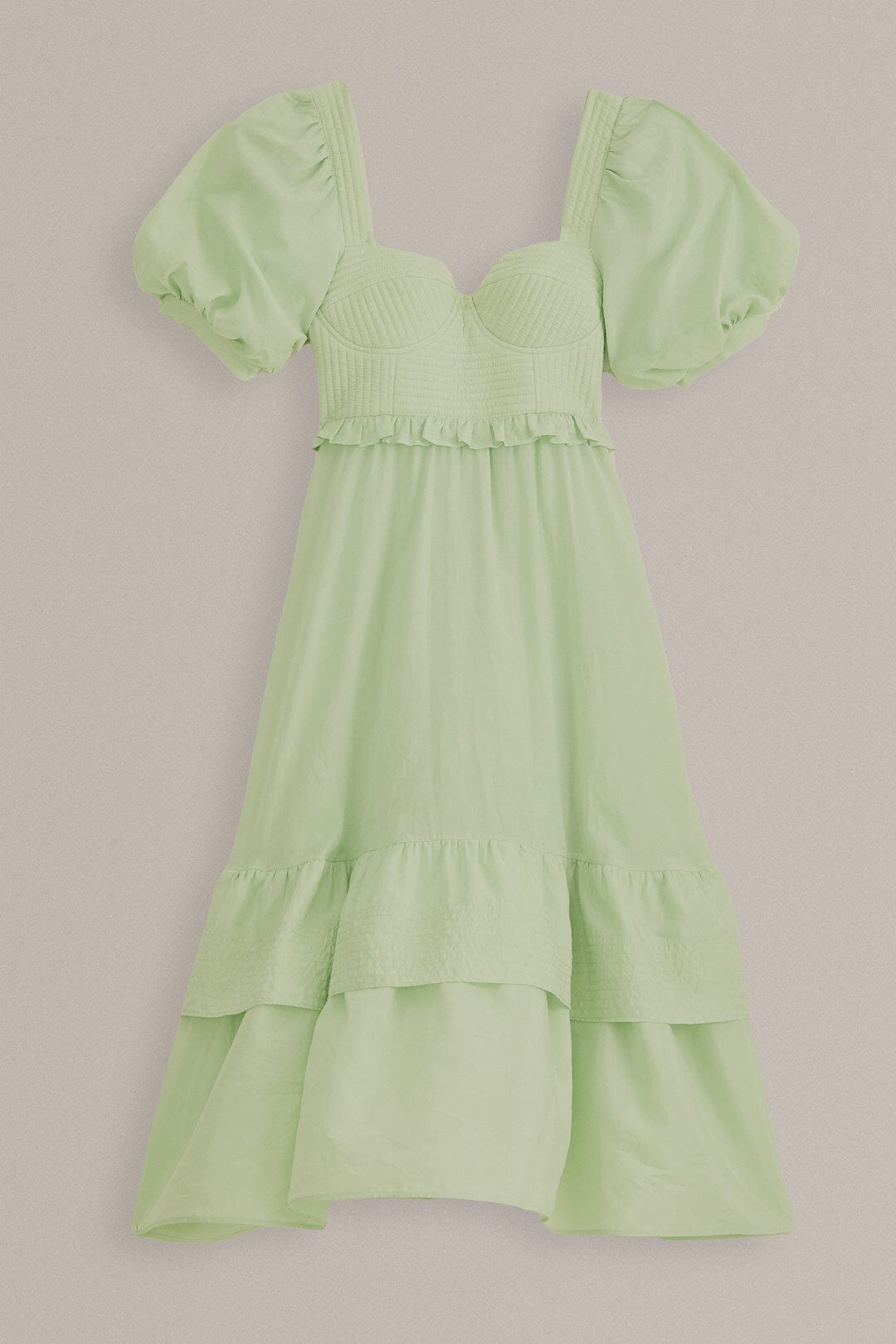 Soft Green Short Sleeve Midi Dress