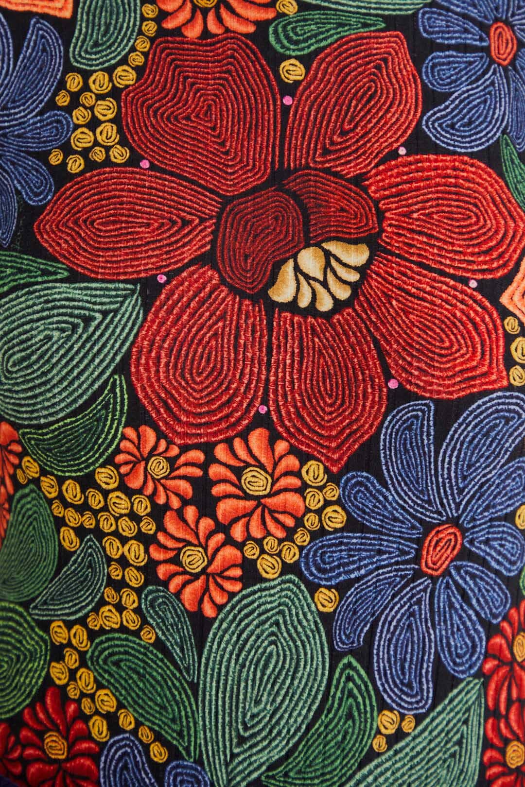 Black Stitched Flowers Organic Cotton Bodysuit