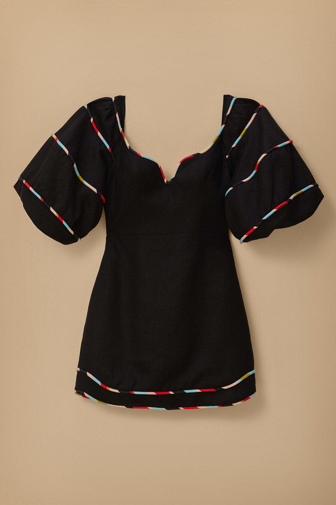 Black Colored Stripes Short Sleeve Mini Dress