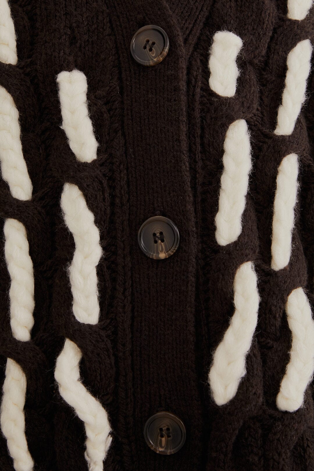 Black And White Textured Knit Cardigan