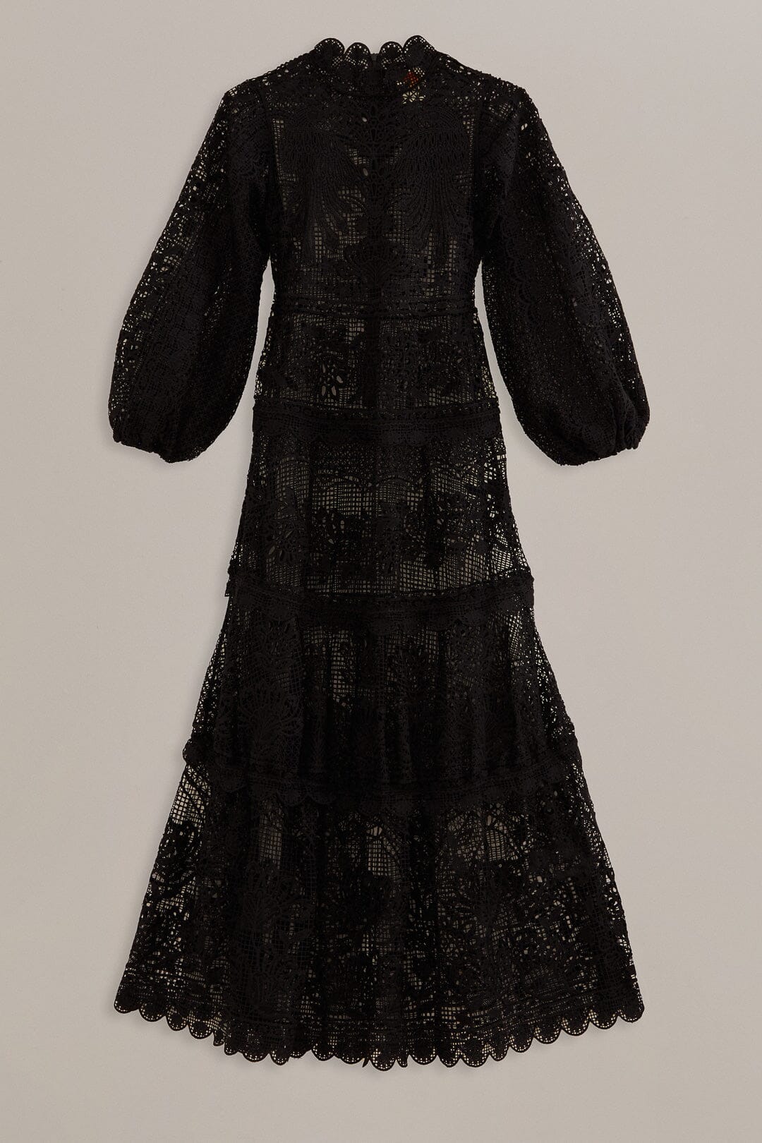 Black Guipure Long Sleeve Maxi Dress
